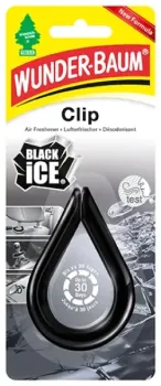 Wunderbaum Clip Black Ice Duftclip zum Anclipsen mit markant-frischem Black-Ice-Duft für Auto, Büro oder Zuhause - Mit Verpackung